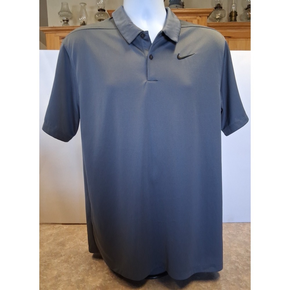 Nike Dri-FIT Mens Polo Shirt Solid Dark Grey Short Sleeve Medium Athletic
